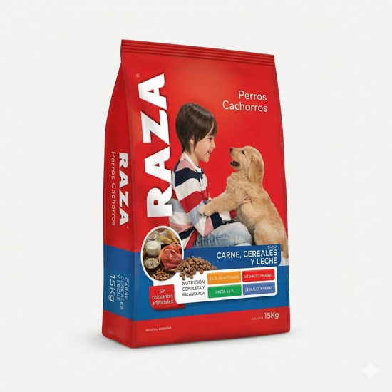 Imagen de ALIMENTO  BALANCEADO PERROS - RAZA PERRO CACHORRO CEREAL Y LECHE X 15 KG