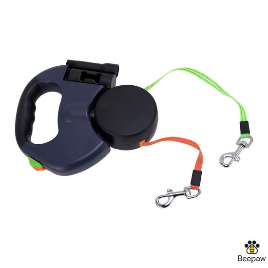 Imagen de ACCESORIOS PARA MASCOTAS - CDCLYRB3MN CORREA DOBLE CON LINTERNA Y REP. BOLSAS X 3 METROS NEGRO